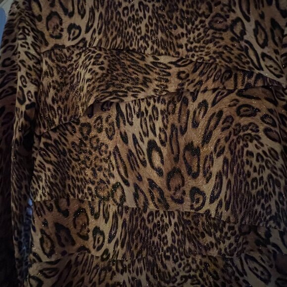 Cynthia Rose Sparkly Leopard Print Long Sleeve Bodycon Shift Dress Sz S - Picture 6 of 6